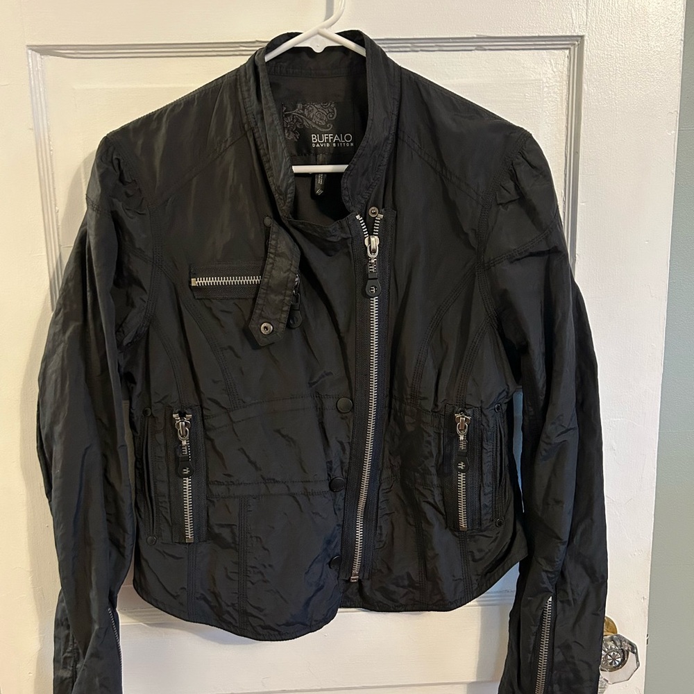 Buffalo David Bitton Black Moto Style Jacket, Size Large